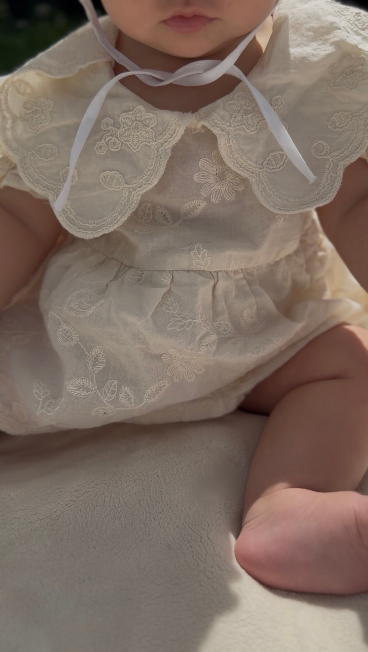 Leah White Flower Romper