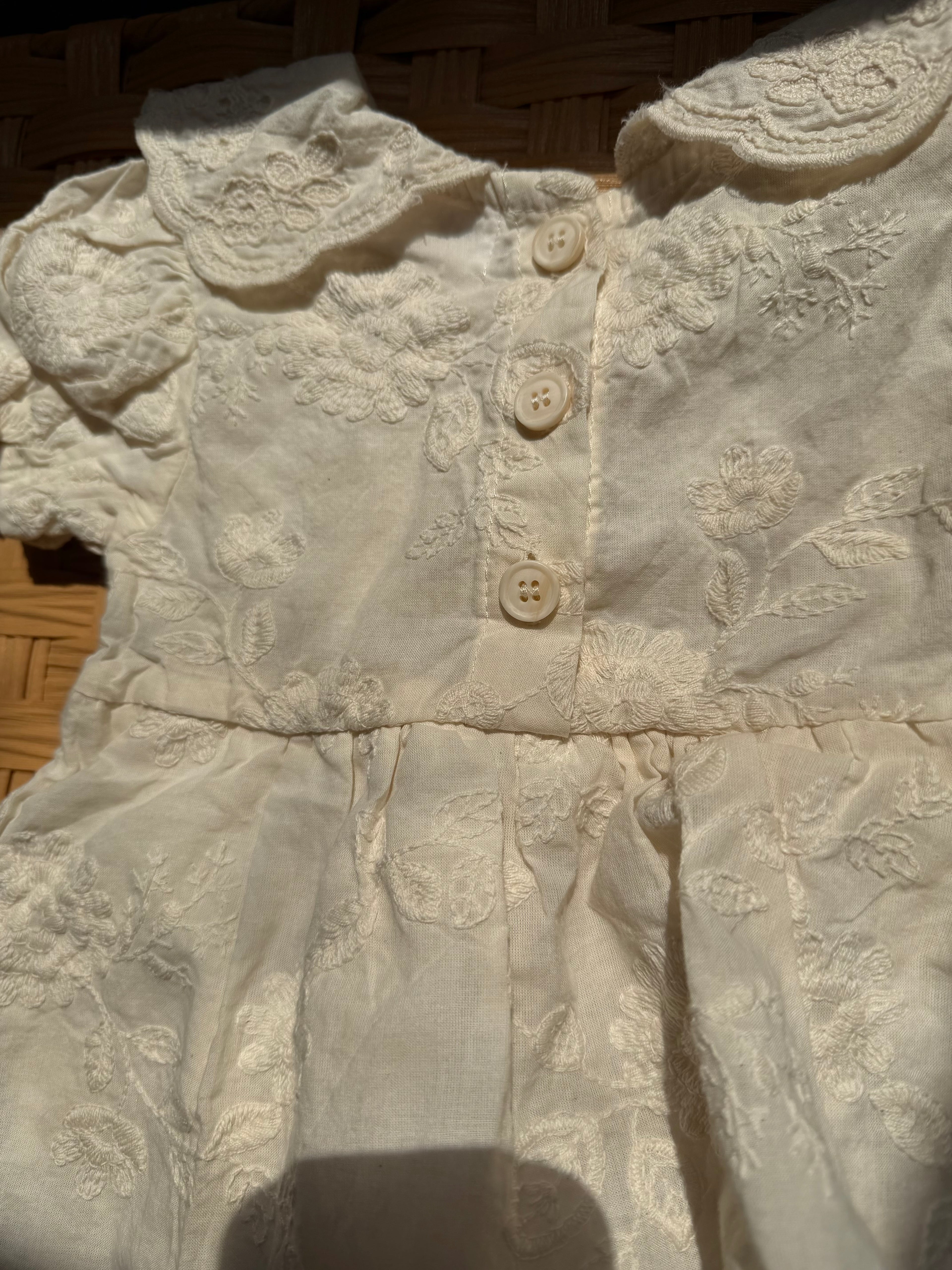 Leah White Flower Romper