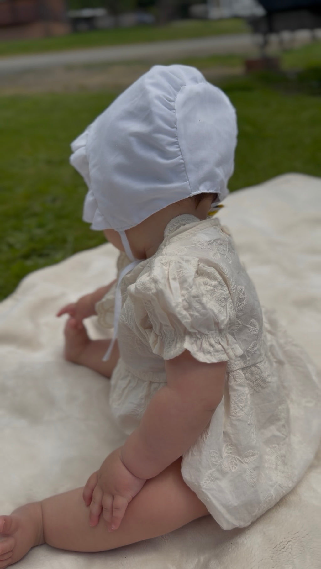 Leah White Flower Romper