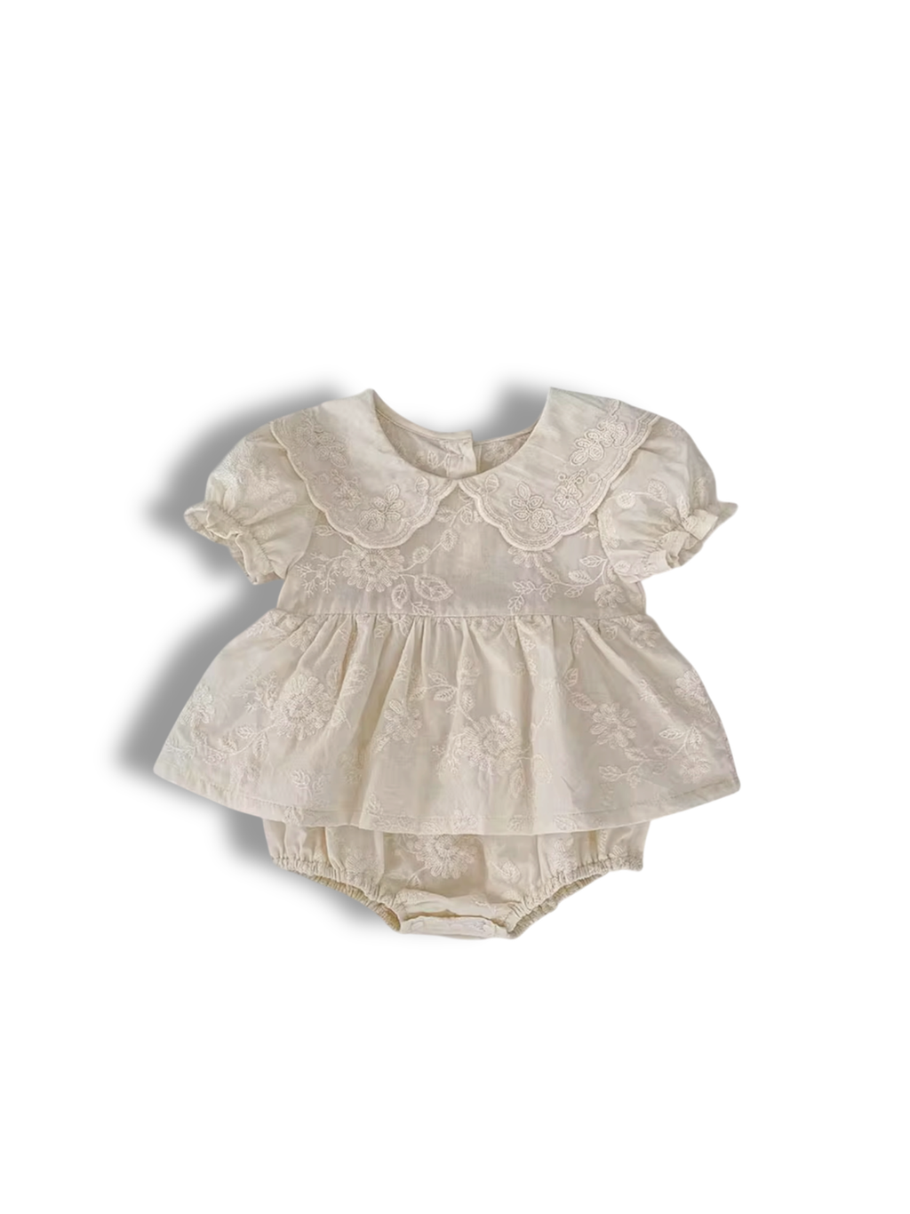 Leah White Flower Romper