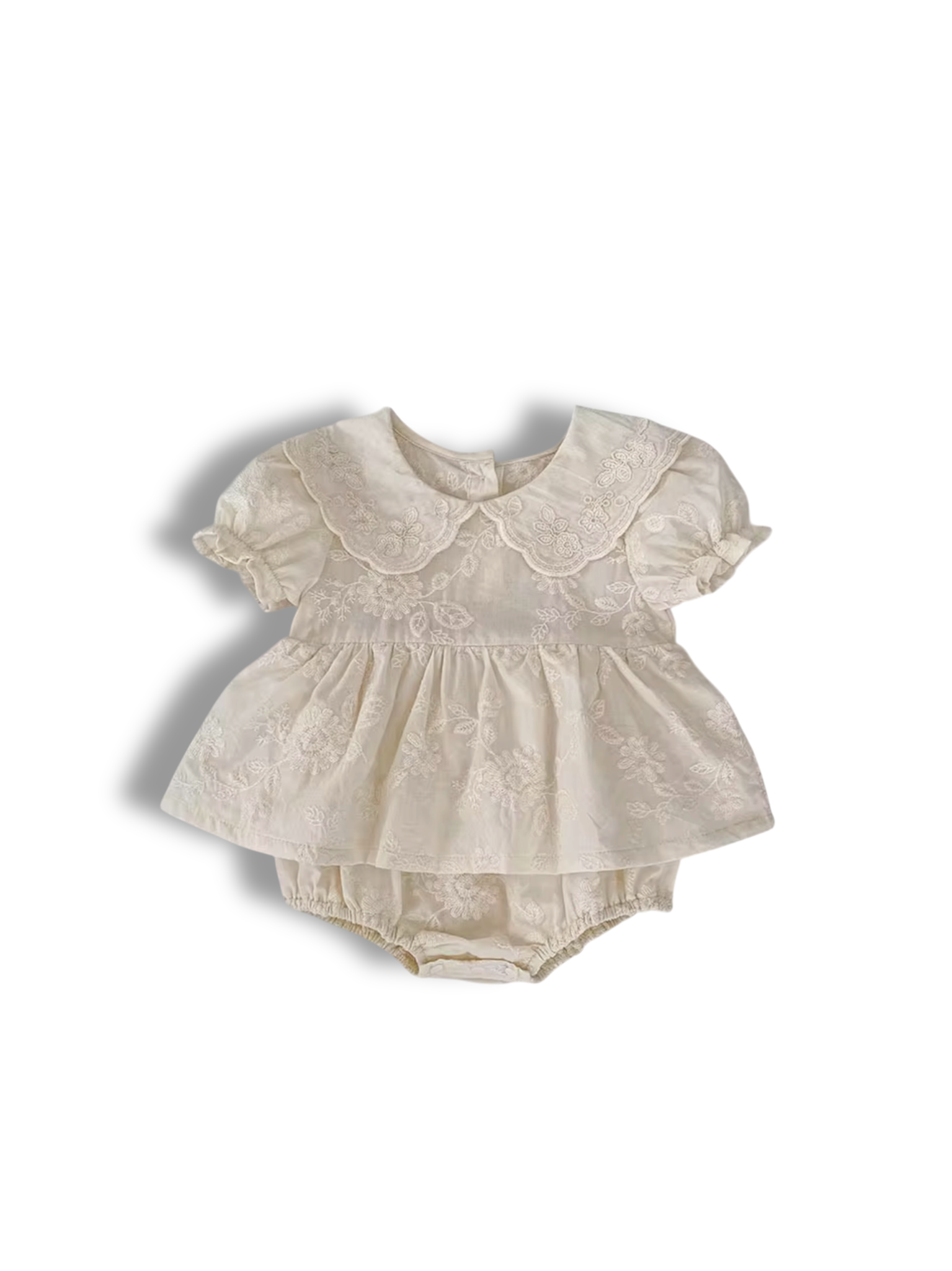 Leah White Flower Romper
