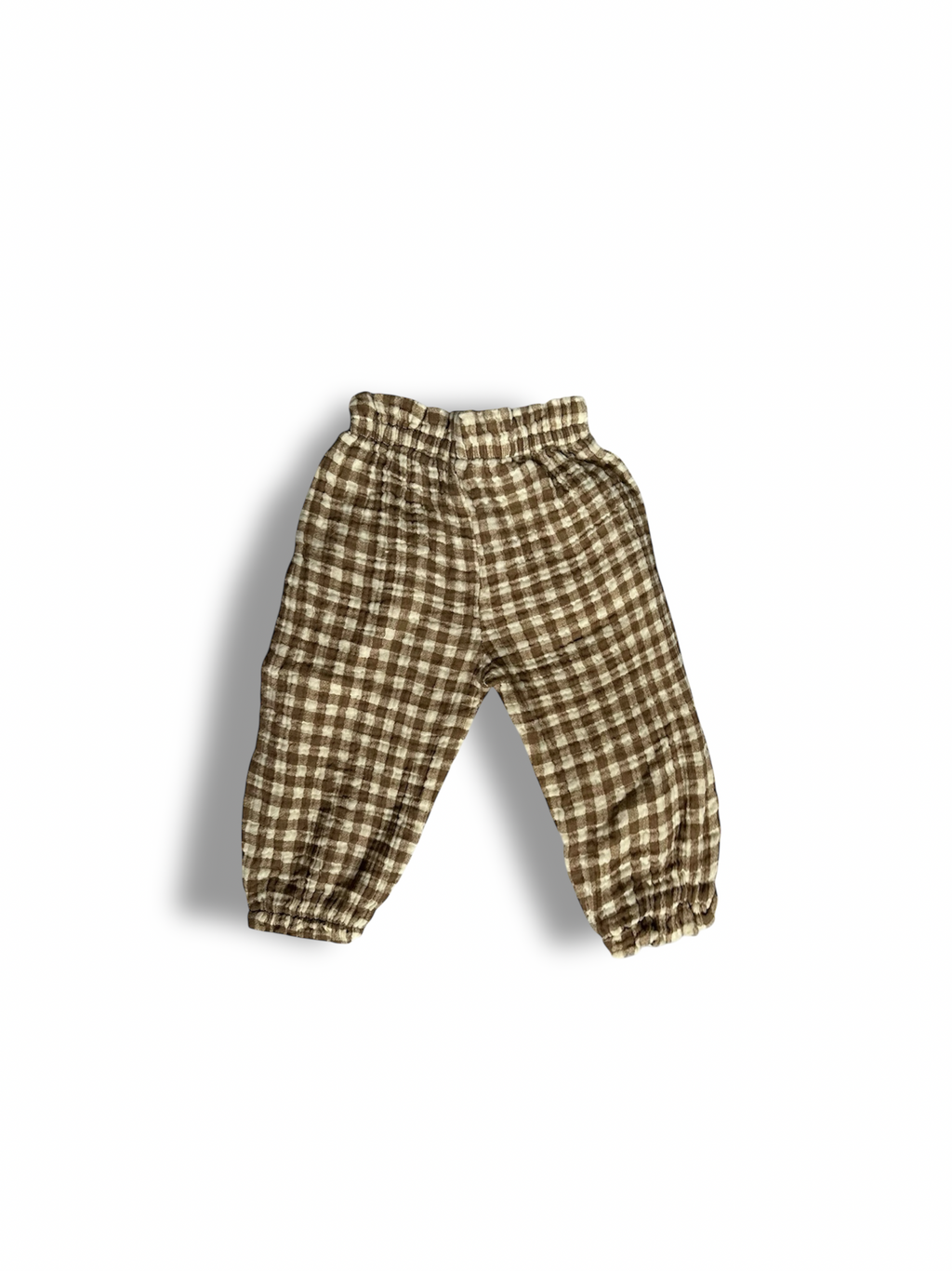 Brown gingham pants, 100% cotton material. 