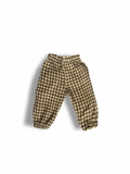 Brown gingham pants, 100% cotton material. 